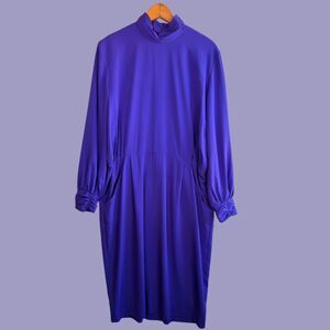Vintage 80s Ms Chaus Belted Midi Dress with Pockets